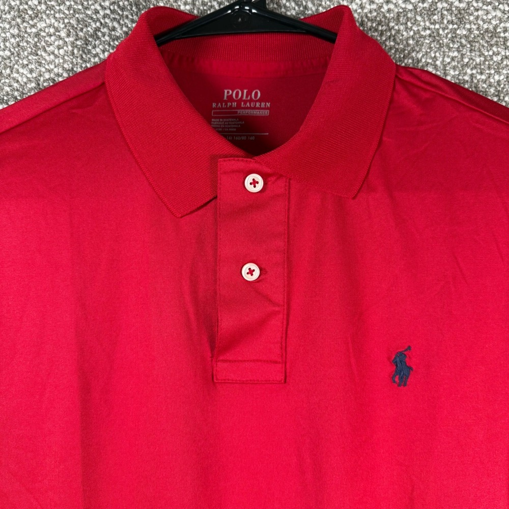 Polo Ralph Lauren Performance Polo Kids L 14-16 Red Short Sleeve Pony Logo Shirt - Picture 9 of 10